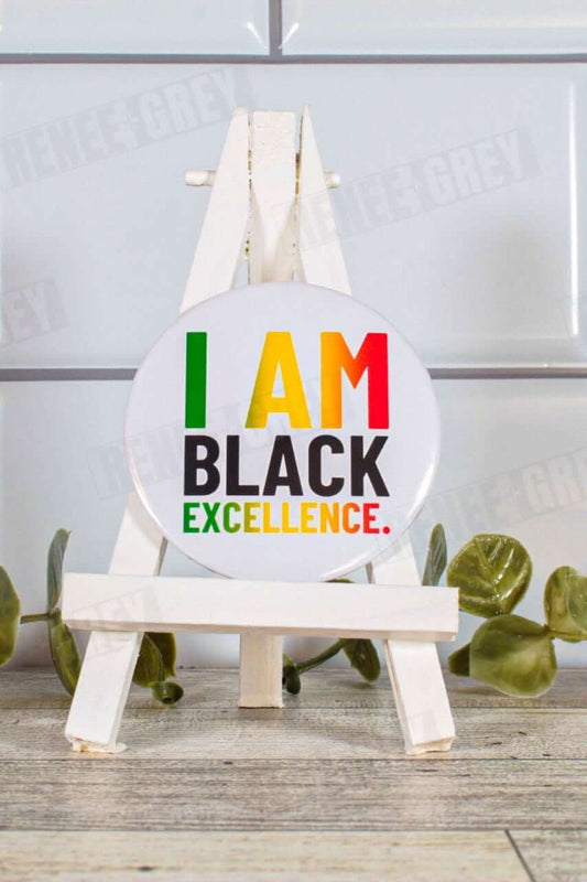 I Am Black Excellence Pinback Button, pinback buttons, pinback button set, custom button pins, pin back buttons, button badge